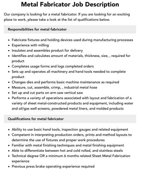 aluminum fabricator duties and responsibilities|aluminum technician job description.